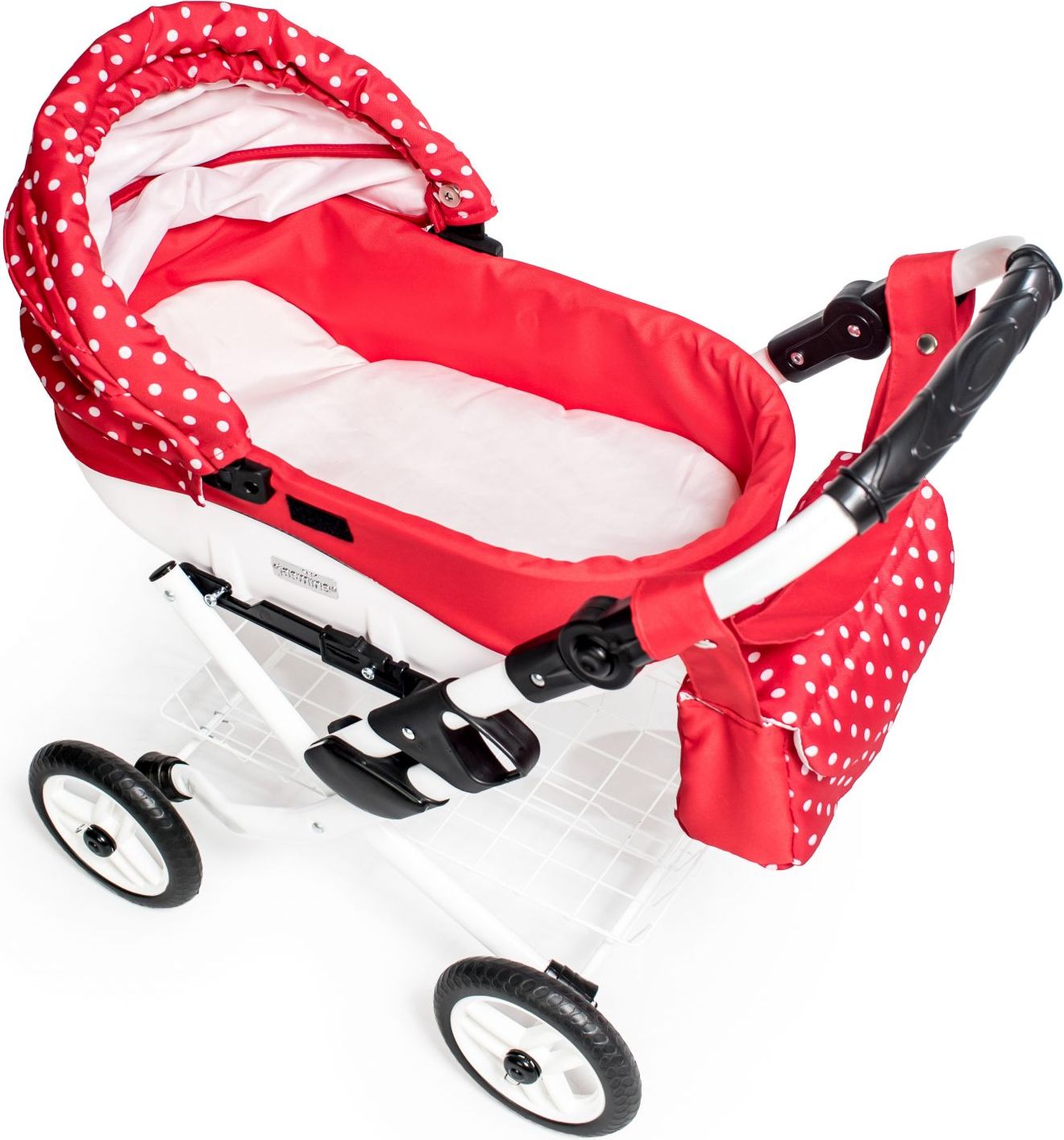 Dětský kočárek pro panenky JASMINE Kids K12 červený puntík - obrázek 4