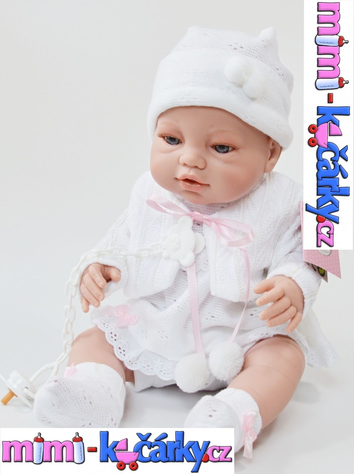 Španělská panenka Berbesa Angels bílé oblečení 42 cm - obrázek 1