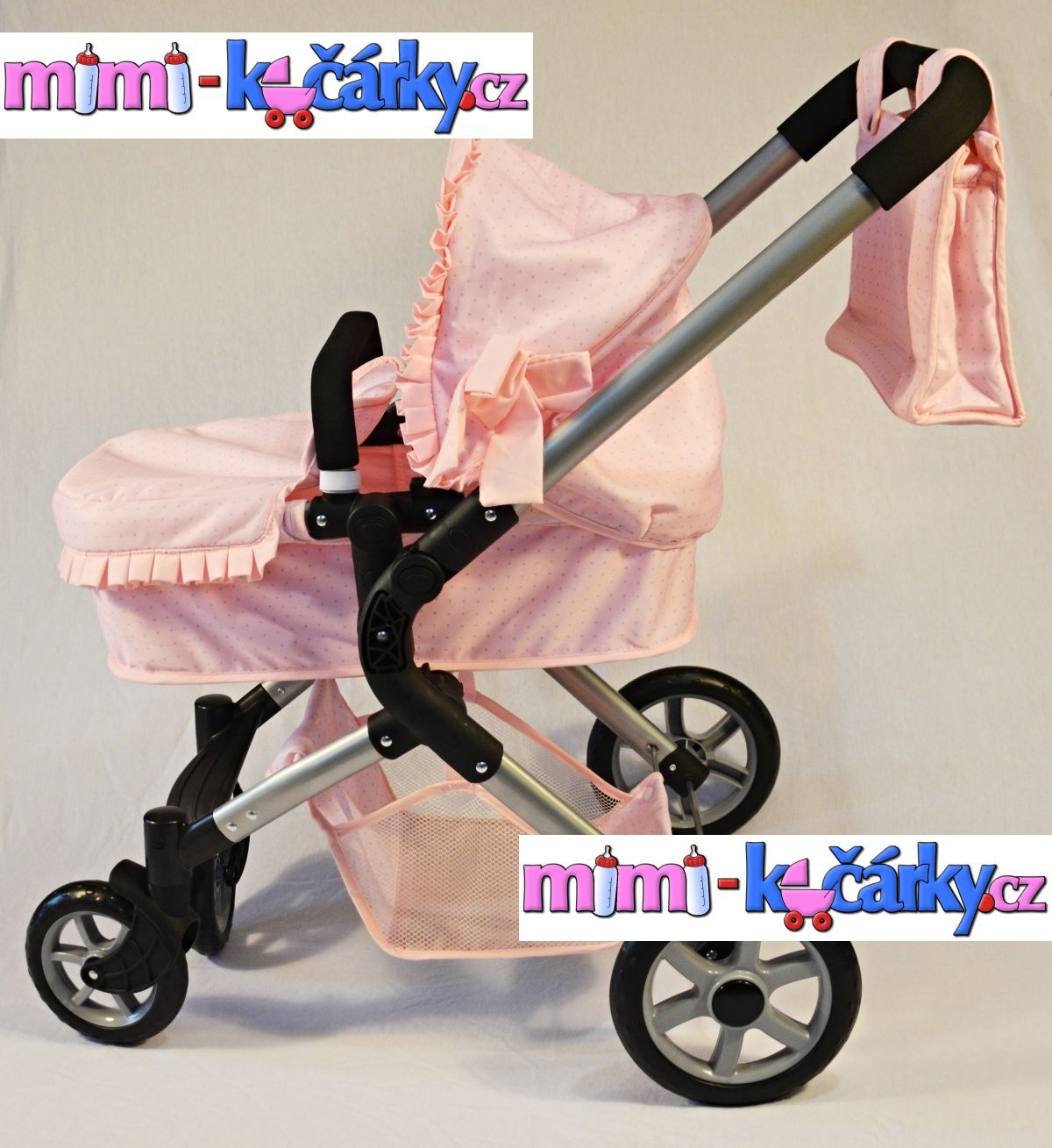Kočárek pro panenky Arias Elegance 2x1 pink - obrázek 2
