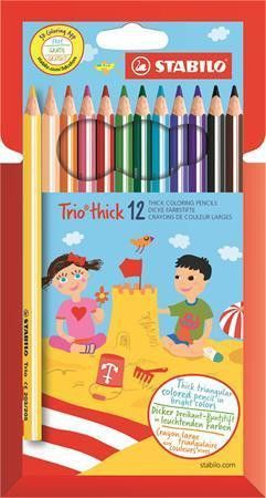 Barevné pastelky "Trio thick" sada, 12 barev, trojhranné, jumbo, STABILO, set 12 ks - obrázek 1