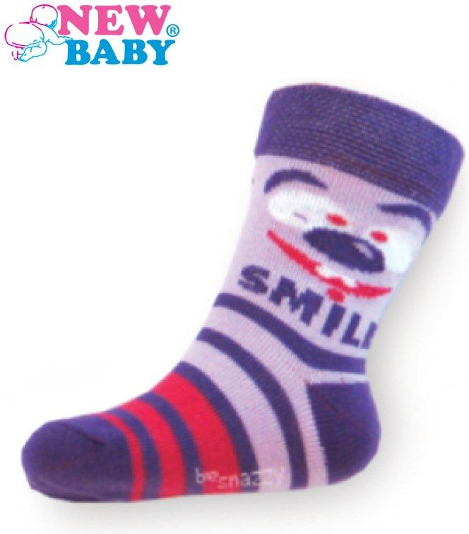 Dětské bavlněné ponožky New Baby fialové s pruhy smile 104 (3-4r) - obrázek 1