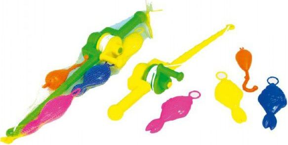 Teddies 47681 Hra ryby rybář plast 3ks+prut 50cm asst 2 barvy v síťce - obrázek 1