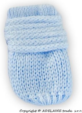 BABY NELLYS Zimní pletené  kojenecké rukavičky - sv. modré - obrázek 1