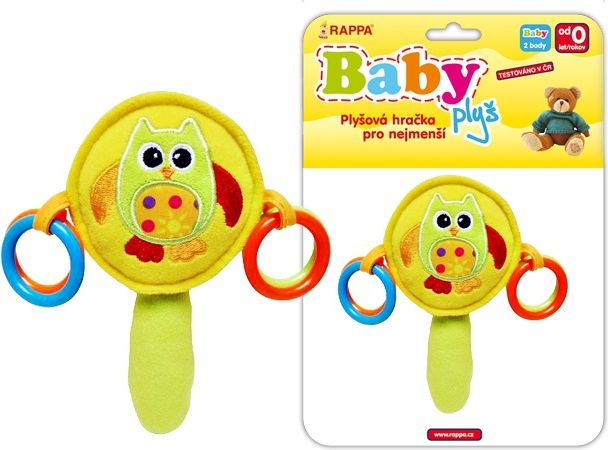 RAPPA Rappa Chrastítko plyšové baby sova s rukojetí - obrázek 1