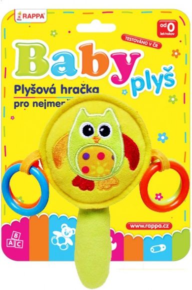 RAPPA Rappa Chrastítko plyšové baby sova s rukojetí - obrázek 2