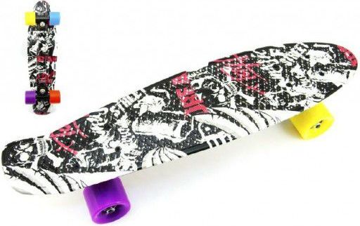Teddies Skateboard pennyboard 60cm nosnost 90kg černo-červený černé osy kov kola mix barev - obrázek 1