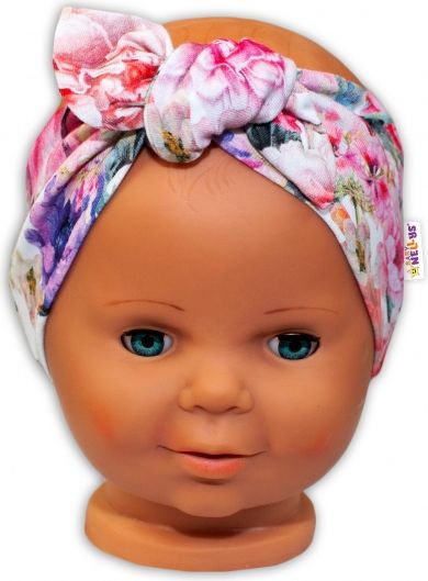 Baby Nellys Baby Nellys Čelenka na zavazování Květiny - růžové, vel. 3-6 m 3/6měsíců - obrázek 2
