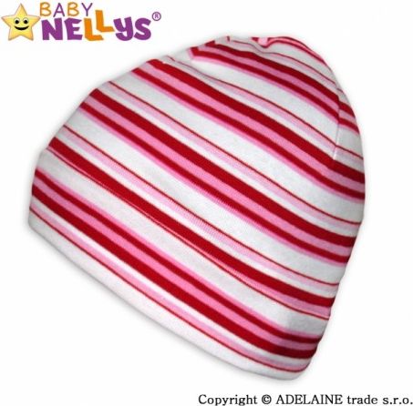 Bavlněná čepička Baby Nellys ® - Veselé pruhy červená/růžová/bílá - obrázek 1