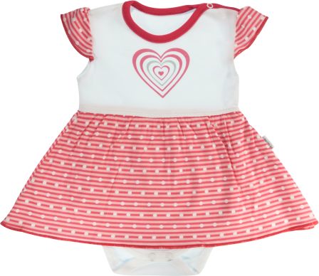Bavlněné sukničkobody Mamatti Love Girl - krátký rukáv - červené - obrázek 1