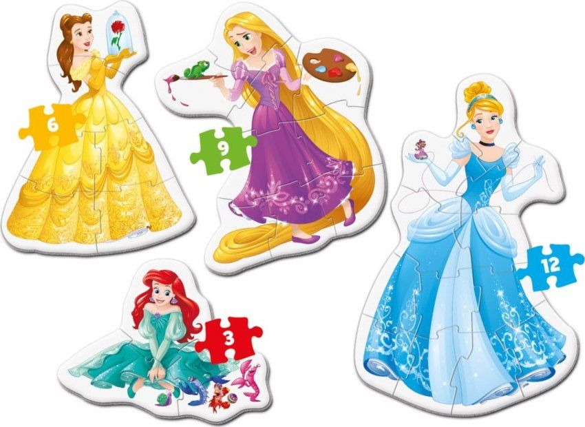 CLEMENTONI Moje první puzzle: Disney princezny 4v1 (3,6,9,12 dílků) - obrázek 2