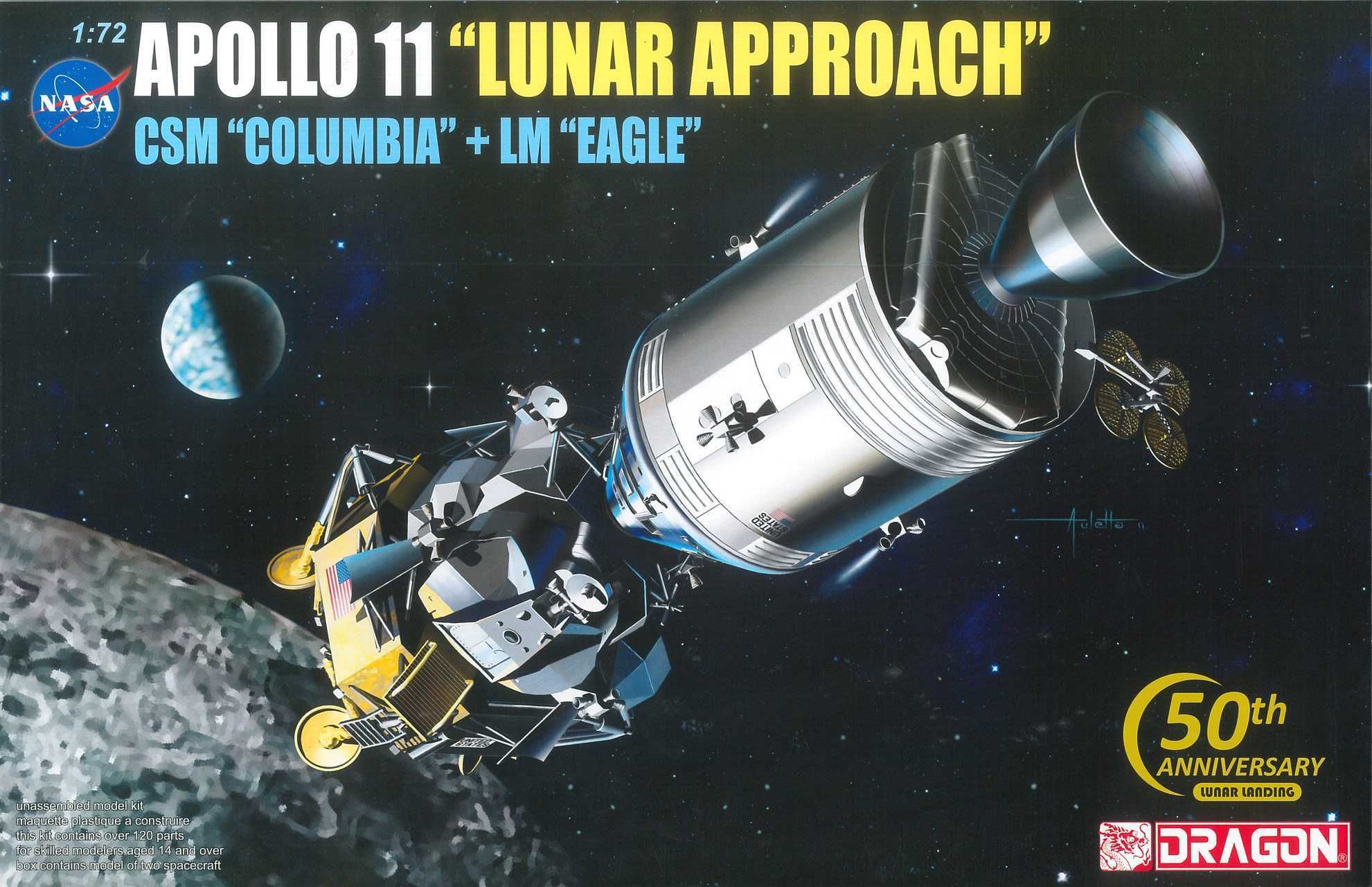 DRAGON Model Kit Apollo 11001 - APOLLO 11 "LUNAR APPROACH" CSM "COLUBIA" + LM "EAGLE" (1:72) - obrázek 1