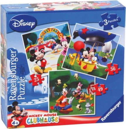 RAVENSBURGER Puzzle Mickeyho klubík 3v1 (25,36,49 dílků) - obrázek 1