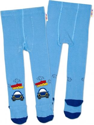 Baby Nellys Bavlněné punčocháče Autíčko - modré, vel. 92/98 - obrázek 1