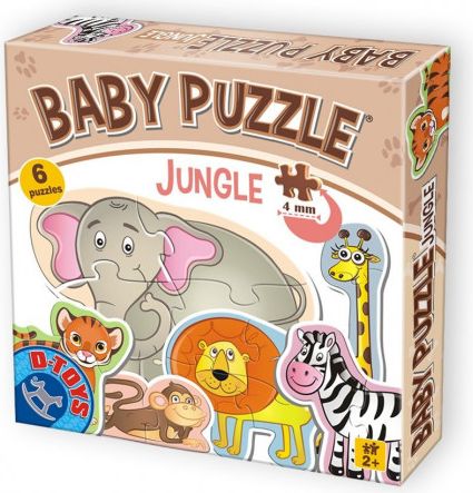 D-TOYS Baby puzzle Zvířátka z džungle 6v1 (2-4 dílky) - obrázek 1