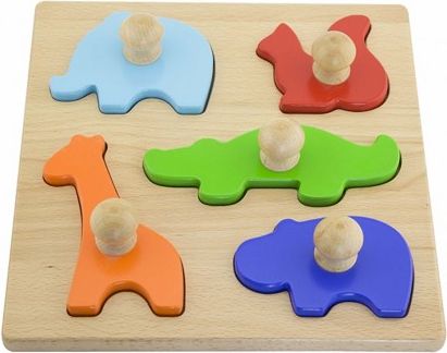 Dřevěné vkládací puzzle razítka Viga Zvířata, Multicolor - obrázek 1
