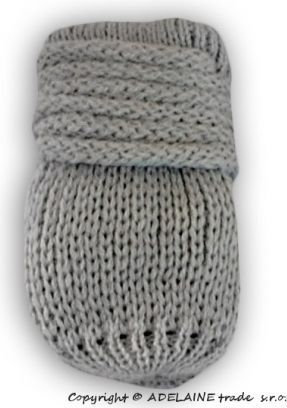 BABY NELLYS Zimní pletené  kojenecké rukavičky - sv. šedé - obrázek 1