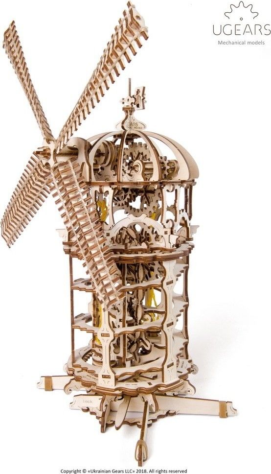Ugears 3D dřevěné mechanické puzzle Větrný mlýn - obrázek 2