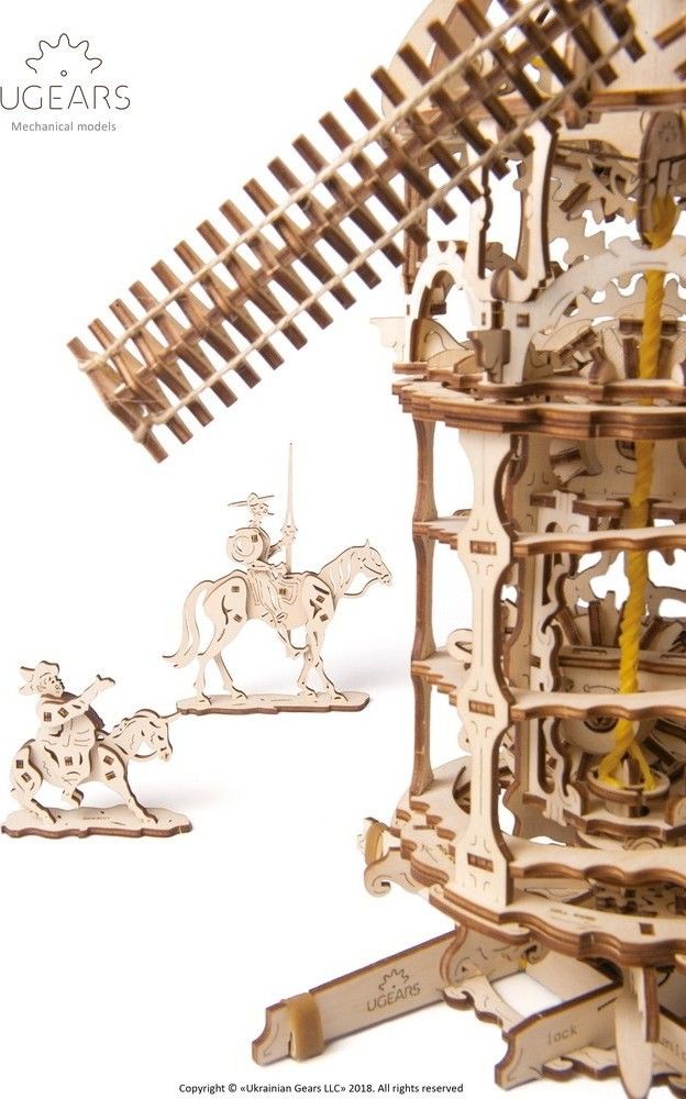 Ugears 3D dřevěné mechanické puzzle Větrný mlýn - obrázek 3