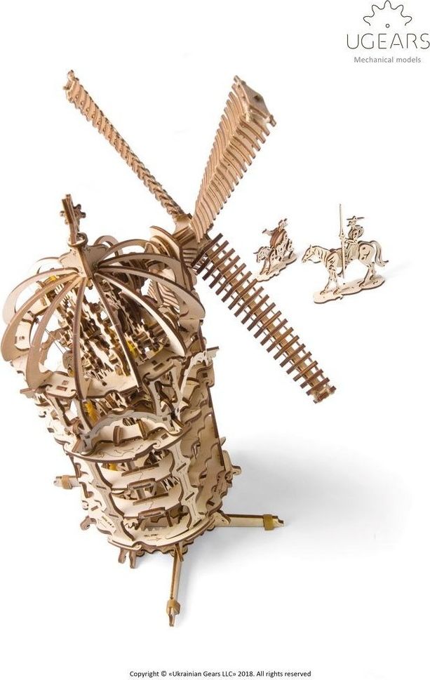 Ugears 3D dřevěné mechanické puzzle Větrný mlýn - obrázek 4