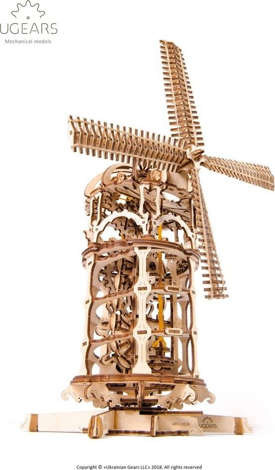 Ugears 3D dřevěné mechanické puzzle Větrný mlýn - obrázek 5
