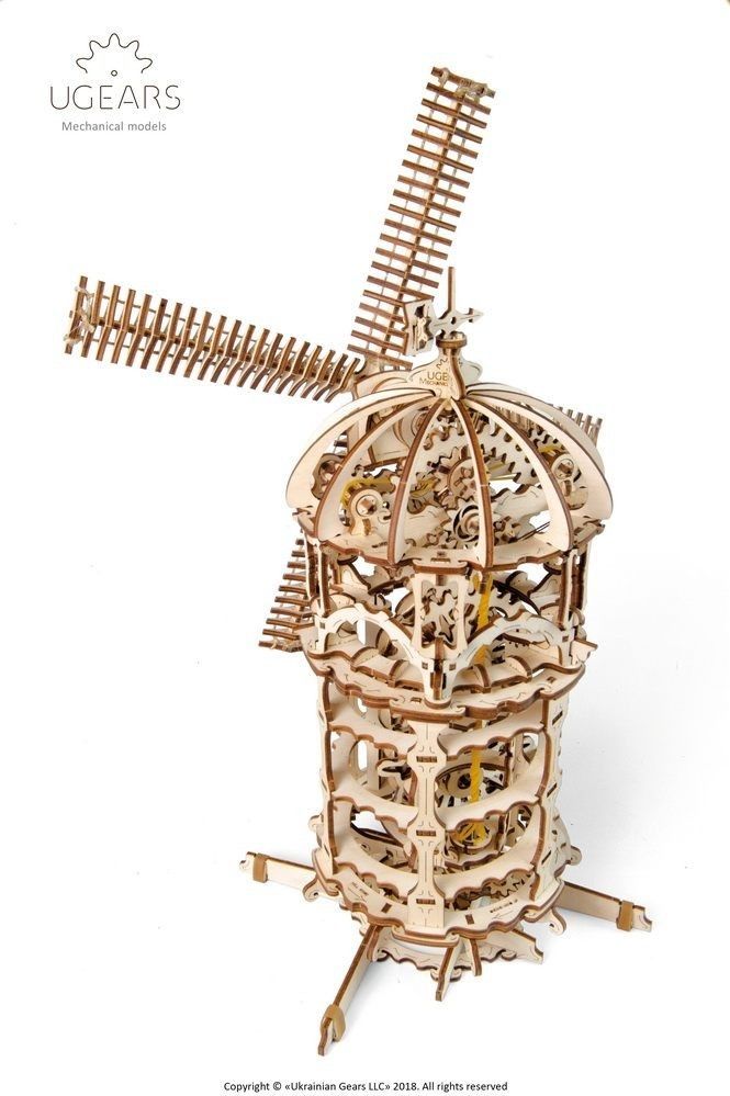 Ugears 3D dřevěné mechanické puzzle Větrný mlýn - obrázek 6