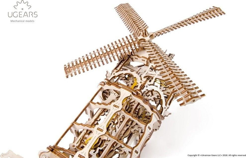 Ugears 3D dřevěné mechanické puzzle Větrný mlýn - obrázek 8