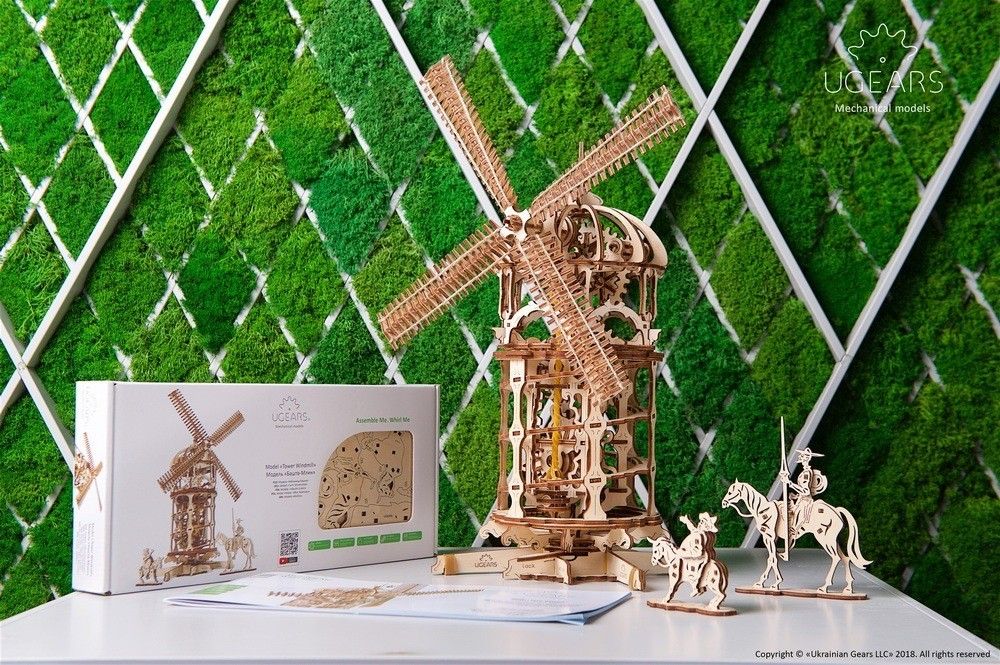 Ugears 3D dřevěné mechanické puzzle Větrný mlýn - obrázek 9