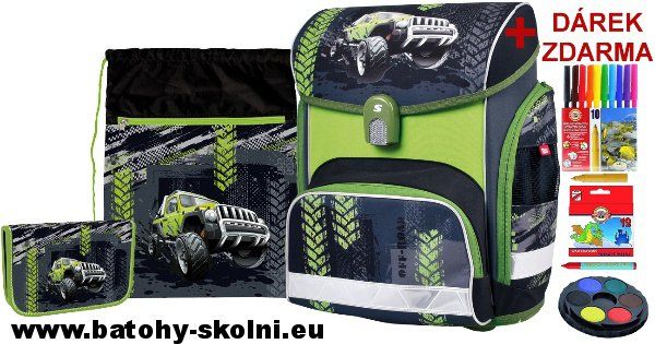 Školní aktovka 3 dílný set Stil auto Offroad - Doprava Zdarma - obrázek 1