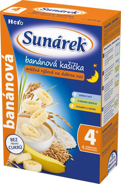 3x SUNÁREK Banánová kašička na dobrou noc (225 g) - mléčná kaše - obrázek 2