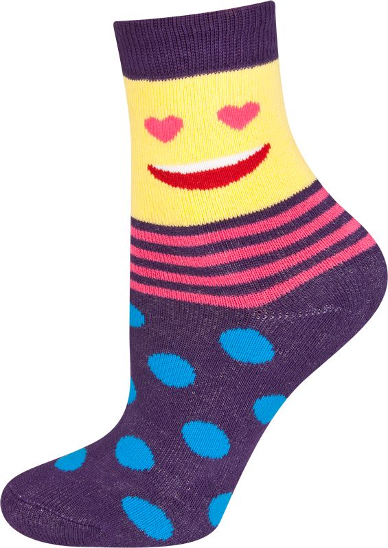 Dětské termo ponožky SOXO SMAJLÍK SRDÍČKA fialové Velikost: 33-36 - obrázek 1