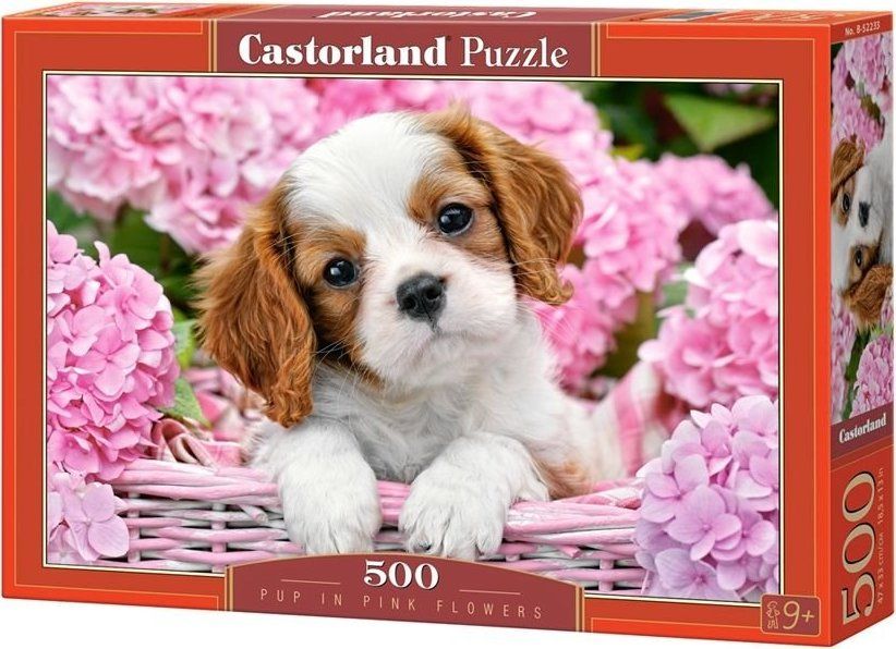 CASTORLAND Puzzle Štěňátko v růžových květinách 500 dílků - obrázek 2