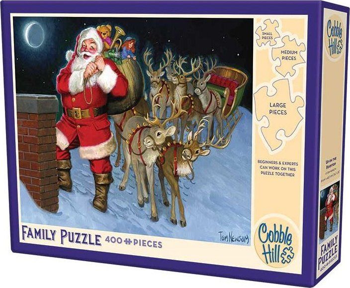 COBBLE HILL Rodinné puzzle Santa na střeše 400 dílků - obrázek 2
