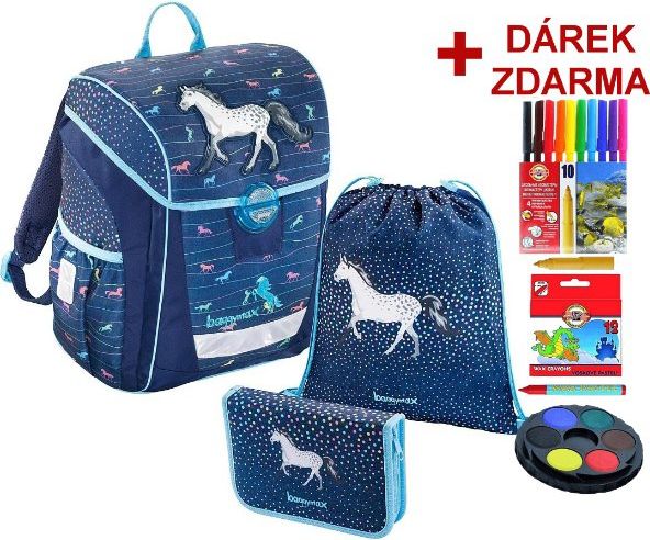Školní aktovka 3 dílný set Hama Baggymax Trikky Džínový koník - Doprava Zdarma - obrázek 1