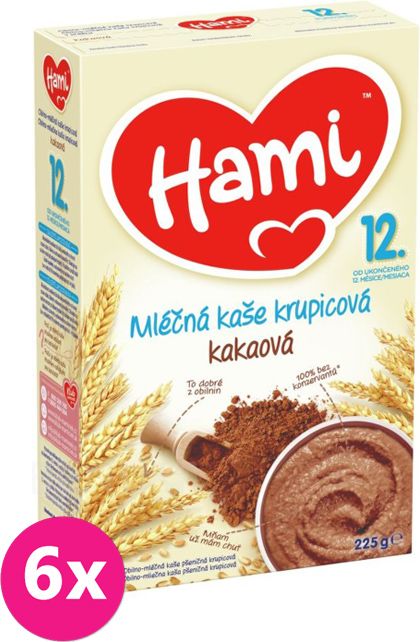 6xHAMI Kaše krupicová s kakaem (225 g) - mléčná kaše - obrázek 1