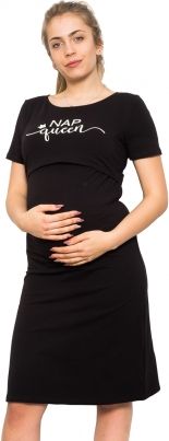 Be MaaMaa Těhotenská, kojící noční košile Queen - černá, B19 - obrázek 1