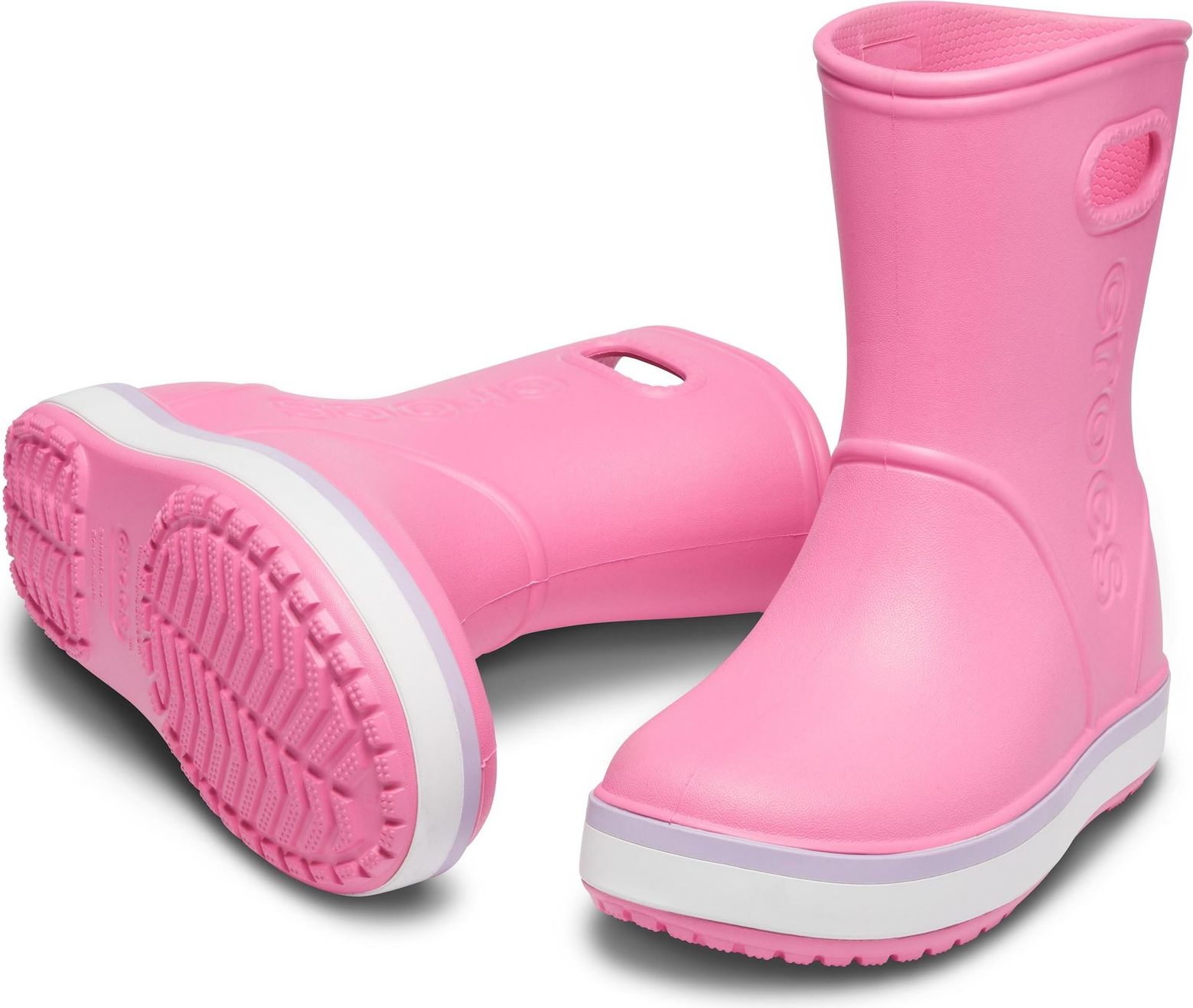 Crocs růžové dívčí holínky Crocband Rain Boot Pink Lemonade/Lavender - 30/31 - obrázek 3