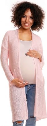 Be MaaMaa Svetříkový plášť s kapsami MERY - sv. růžový - obrázek 1