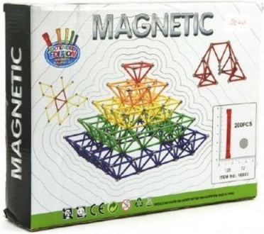 Magnetická stavebnice 200ks v krabici 30x23x6cm - obrázek 1