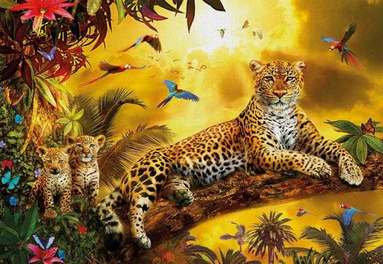 EDUCA Puzzle Leopard s mláďaty 500 dílků - obrázek 1