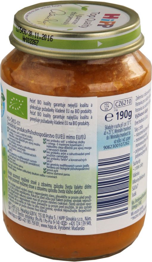 HiPP BABY BIO Zelenina s těst.a šunkou.190g - obrázek 2