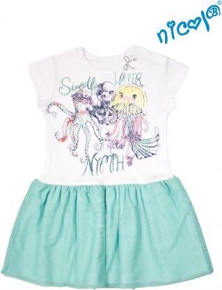 Dětské šaty Nicol, Mořská víla - zeleno/bílé, vel. 92 - obrázek 1