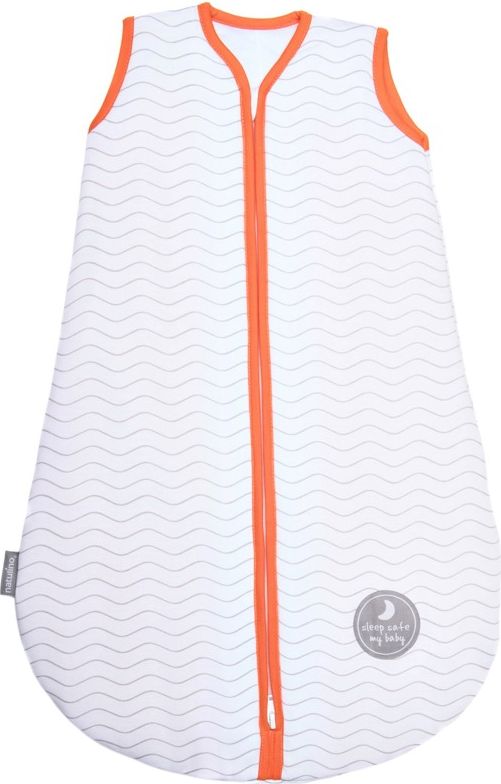 Natulino dětský zimní spací pytel pro miminko, NATURAL WHITE GREY WAVES / ORANGE, 3vrstvý N (0 - 3 měsíce) - obrázek 1