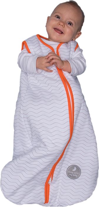 Natulino dětský zimní spací pytel pro miminko, NATURAL WHITE GREY WAVES / ORANGE, 3vrstvý N (0 - 3 měsíce) - obrázek 4