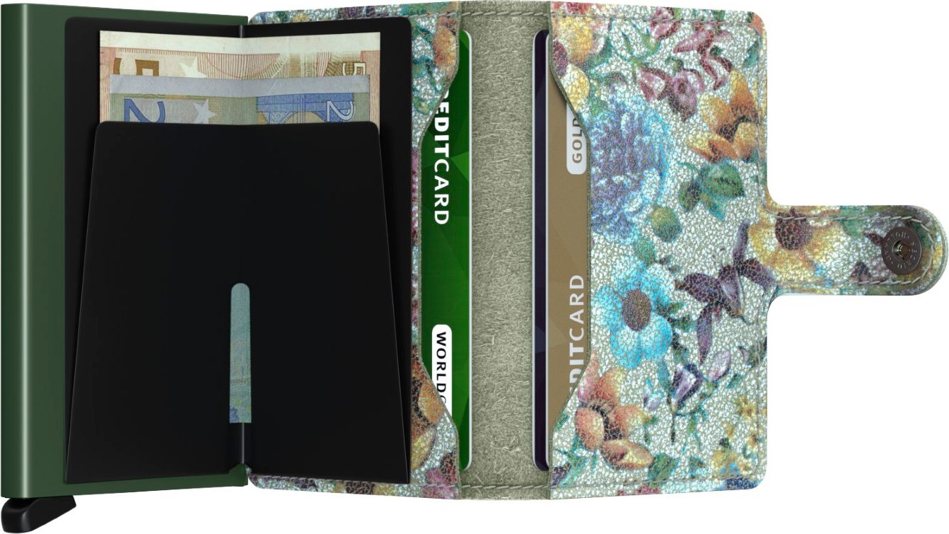 Secrid speciální kožená peněženka Mini Wallet Crisple Pistachio Floral - obrázek 3