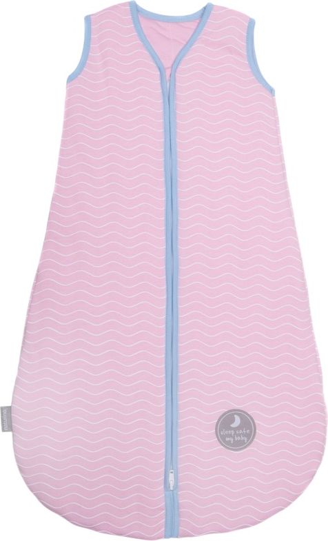 Natulino dětský spací pytel pro miminko, NATURAL PINK WHITE WAVES / BLUE, 2vrstvý, N (0 - 3 měsíce) - obrázek 1