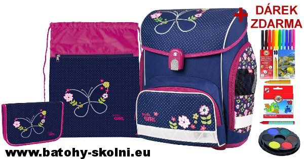Školní aktovka 3 dílný set Stil Motýlek Blue Butterfly - Doprava Zdarma - obrázek 1