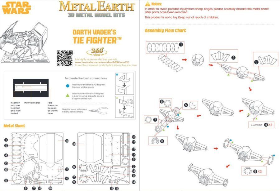 METAL EARTH 3D puzzle Star Wars: Darth Vader´s Tie Fighter - obrázek 4