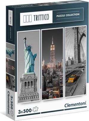 CLEMENTONI Vertikální puzzle New York 3x500 dílků - obrázek 1