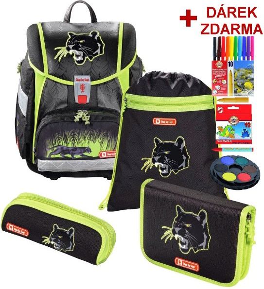 Školní aktovka Černý panter TOUCH2 4-dílný set Hama Step by Step - obrázek 1
