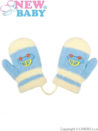 Dětské zimní rukavičky New Baby s autem světle modré, Modrá, 80 (9-12m) - obrázek 1